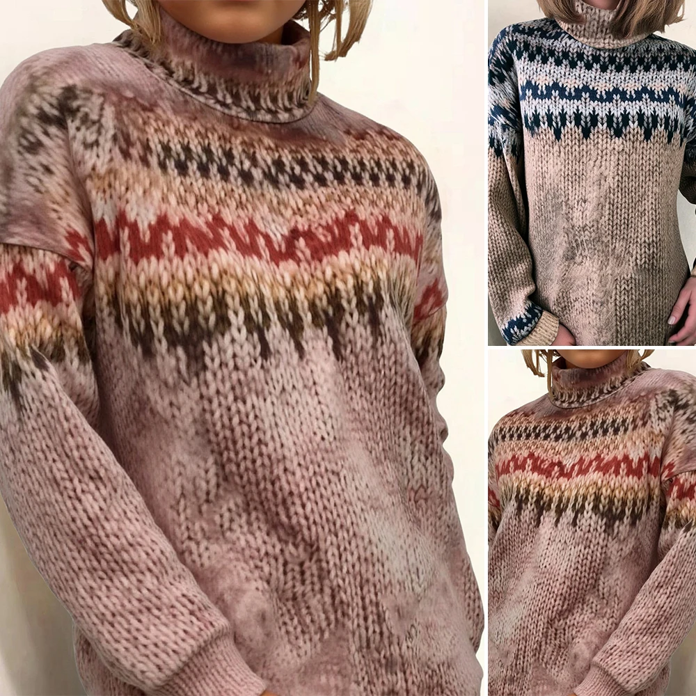 Женский вязаный свитер с воротником в рубчик 2025 года с геометрическим узором и контрастной отделкой, удобный зимний базовый топ с длинными рукавами
Женский вязаный свитер с воротником в рубчик 2025 года с геометрическим узором и контрастной отделкой, удобный зимний базовый топ с длинными рукавами