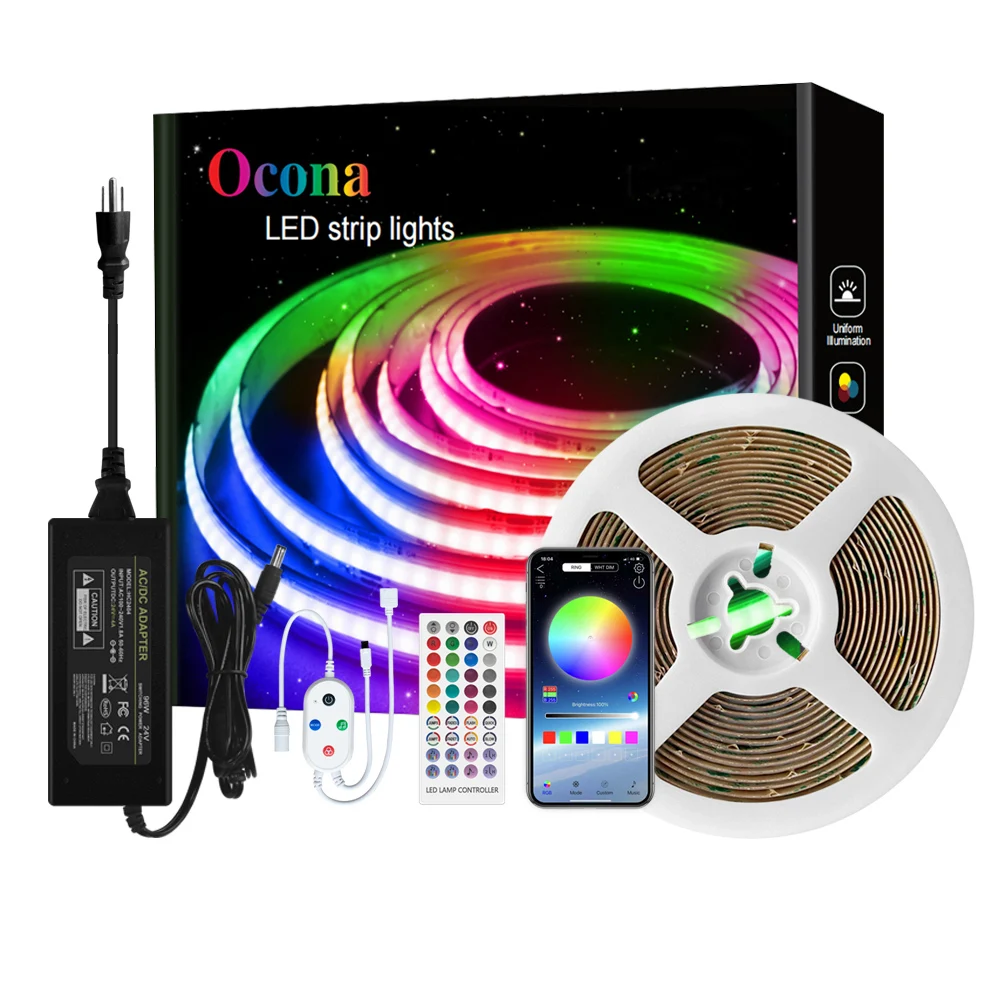 Набор светодиодных лент COB RGB, осветительный комплект для домашнего декора, с управлением через приложение на телефоне, музыка, 840LED DC 24В, гибкая лента с диодами «сделай сам», совместимая с Bluetooth
Набор светодиодных лент COB RGB, осветительный комплект для домашнего декора, с управлением через приложение на телефоне, музыка, 840LED DC 24В, гибкая лента с диодами «сделай сам», совместимая с Bluetooth