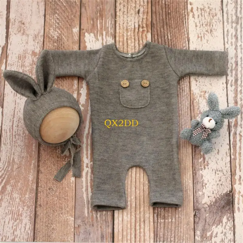QX2D Newborn Photography Props Boys Girls Outfits Knitted Hat with Romper Doll Bodysuit Photoshoot Costume Set 3-piece/set
QX2D Newborn Photography Props Boys Girls Outfits Knitted Hat with Romper Doll Bodysuit Photoshoot Costume Set 3-piece/set
