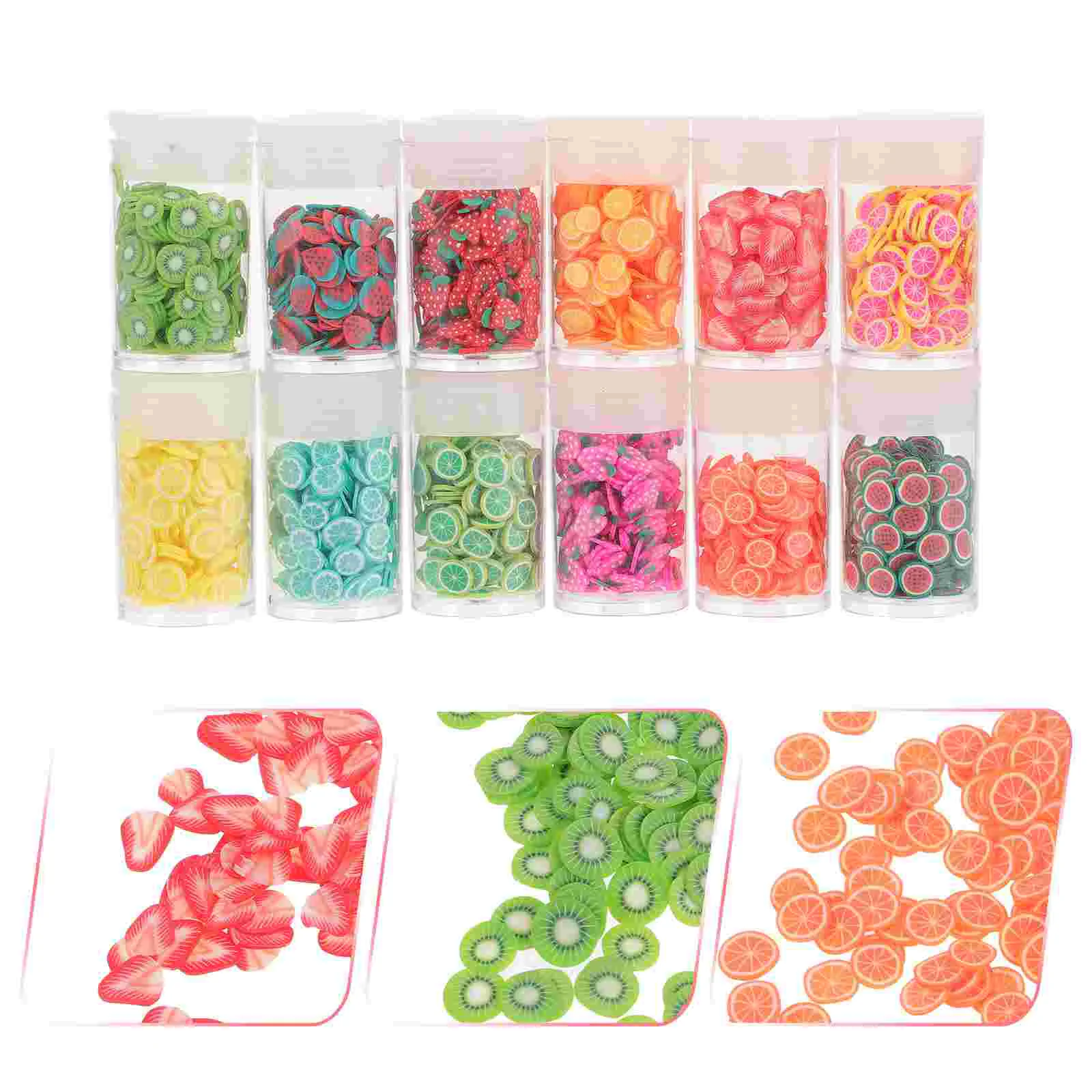 12 Boxes Nail Accessories Fingernails Decoration Fruit Slices Polymer Clay Chips Lip Gloss Charms Decorations Soft Pottery
12 Boxes Nail Accessories Fingernails Decoration Fruit Slices Polymer Clay Chips Lip Gloss Charms Decorations Soft Pottery