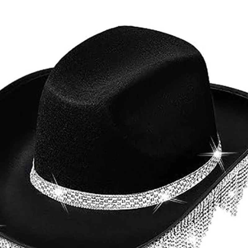 Diamond Fringe Cowgirl Hat for Woman Male Breathable Cowboy Hat with Rhinestones Fringe Banquets Party Photography Hat
Diamond Fringe Cowgirl Hat for Woman Male Breathable Cowboy Hat with Rhinestones Fringe Banquets Party Photography Hat