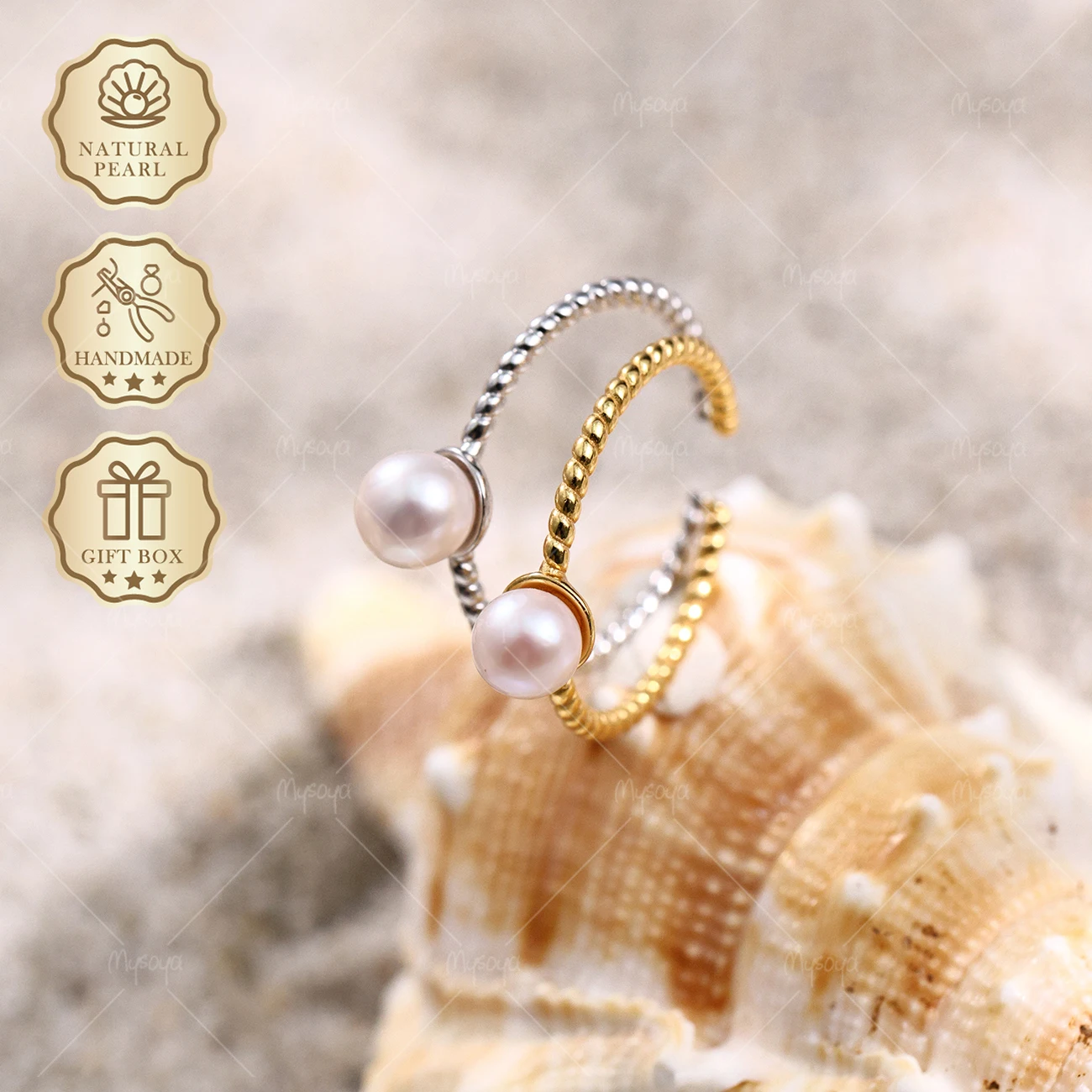 MYSOYA Pink Akoya Pearl Open Ring 5-5.5mm Simple Twisted Gold/Silver Ring, Gift Box, Birthday & Anniversary Jewelry C329
MYSOYA Pink Akoya Pearl Open Ring 5-5.5mm Simple Twisted Gold/Silver Ring, Gift Box, Birthday & Anniversary Jewelry C329
