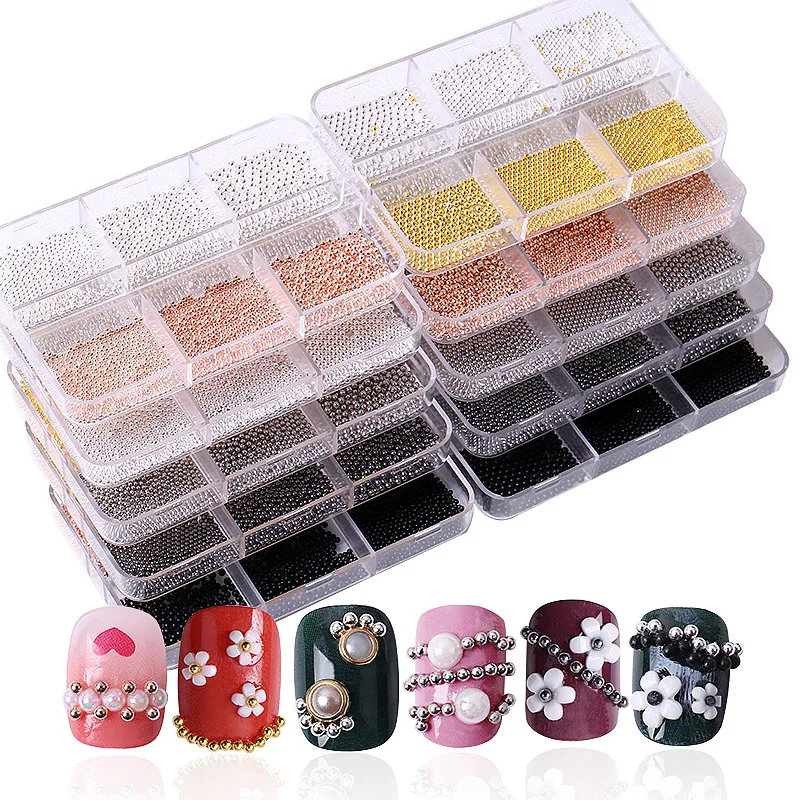 6 Grids/Box Gold Silver Mini Caviar Beads Black Rosegold Metal Nail Art Decorations Nail Charms 3D Round Nail Studs DIY Tools
6 Grids/Box Gold Silver Mini Caviar Beads Black Rosegold Metal Nail Art Decorations Nail Charms 3D Round Nail Studs DIY Tools