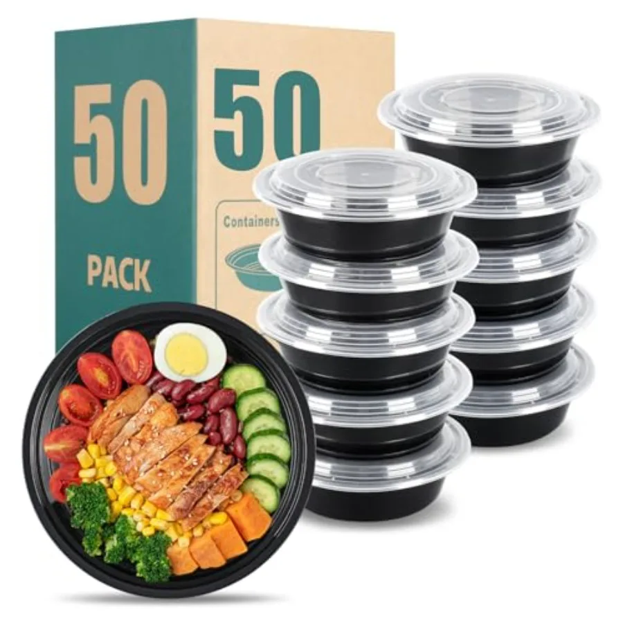 Meal Prep Containers 50 Pack/100 Pcs - Black Disposable Food Storage Containers with Lids, Leak-Proof Stackable Bento Boxes, Mi
Meal Prep Containers 50 Pack/100 Pcs - Black Disposable Food Storage Containers with Lids, Leak-Proof Stackable Bento Boxes, Mi