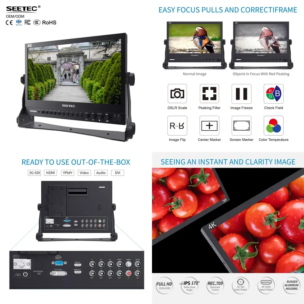 WAP01 SEETEC P133-9HSD OEM Factory Wholesale 13.3" IPS FHD Aluminum Broadcast Field 3G-SDI AV YPbPr Custom Bulk Order
WAP01 SEETEC P133-9HSD OEM Factory Wholesale 13.3" IPS FHD Aluminum Broadcast Field 3G-SDI AV YPbPr Custom Bulk Order