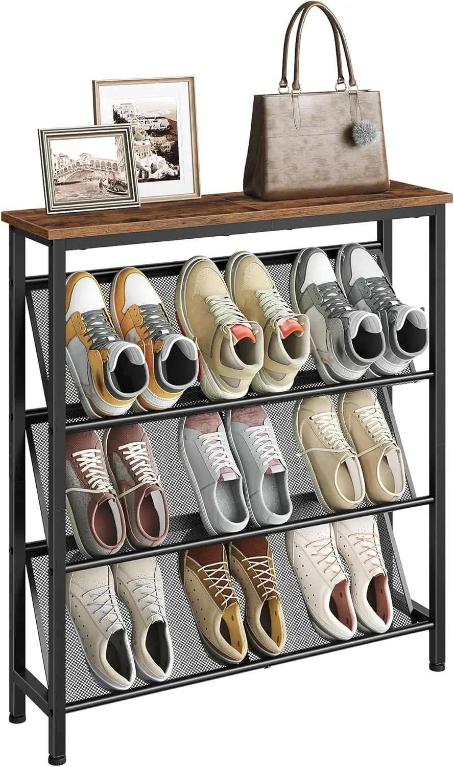 Shoe Rack, 4-Tier Slanted Shoe Storage Shelf, Narrow Shoe Rack for Entryway, Shoe Organizer with Adjustable Feet, Slim
Shoe Rack, 4-Tier Slanted Shoe Storage Shelf, Narrow Shoe Rack for Entryway, Shoe Organizer with Adjustable Feet, Slim