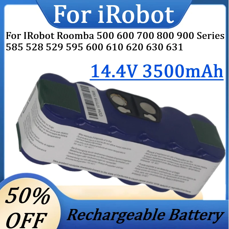 For IRobot Roomba 500 600 700 800 900 Series 585 528 529 595 600 610 620 630 New 14.4V Ni-MH Replacement Battery
For IRobot Roomba 500 600 700 800 900 Series 585 528 529 595 600 610 620 630 New 14.4V Ni-MH Replacement Battery
