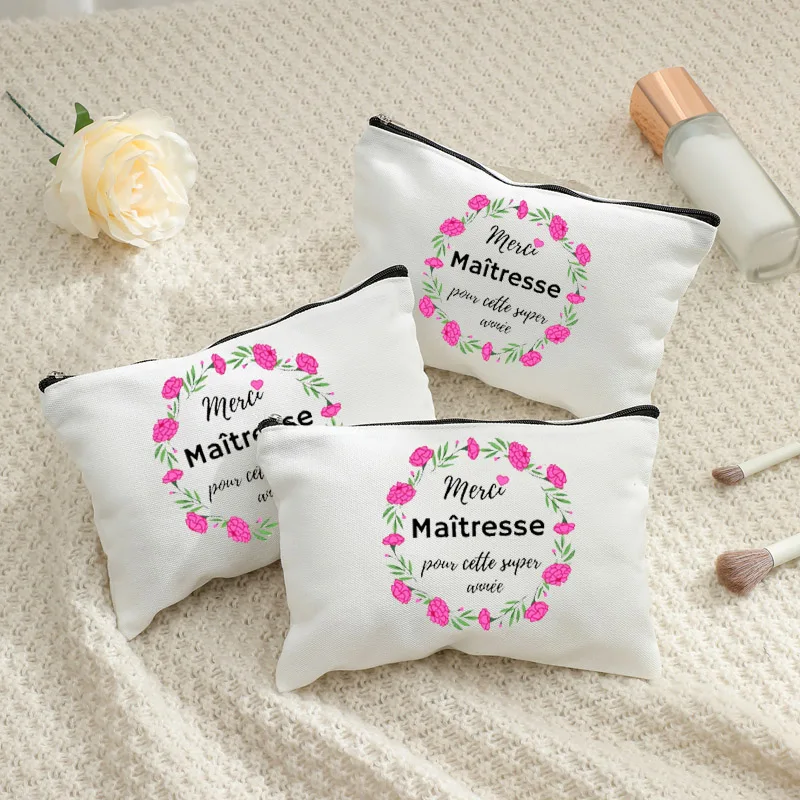 Merci Maitresse Floral Canvas Makeup Bag, French Teacher Appreciation Gift, Portable Zipper Pouch
Merci Maitresse Floral Canvas Makeup Bag, French Teacher Appreciation Gift, Portable Zipper Pouch