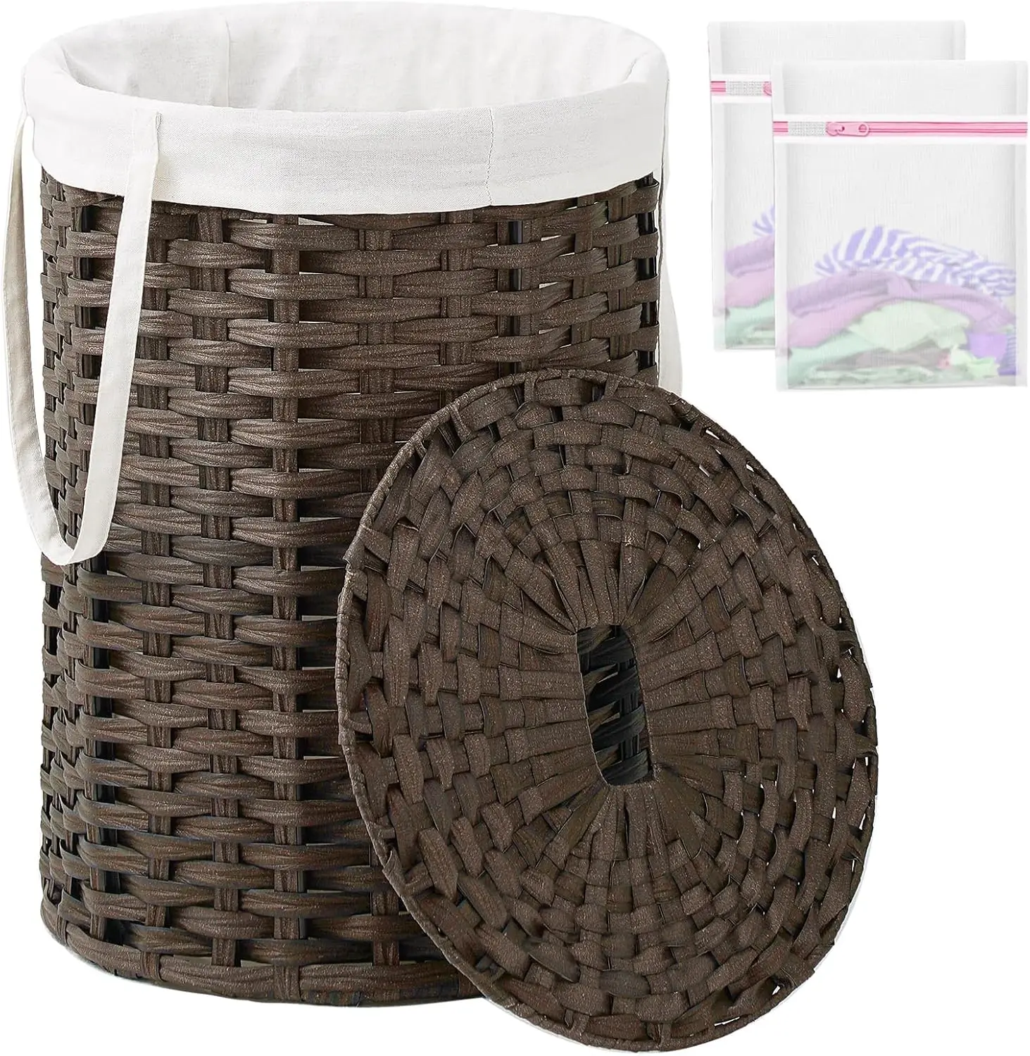 72L Wicker Laundry Hamper with Lid, Handwoven Rattan Basket, Removable Liner & Handles, Brown
72L Wicker Laundry Hamper with Lid, Handwoven Rattan Basket, Removable Liner & Handles, Brown
