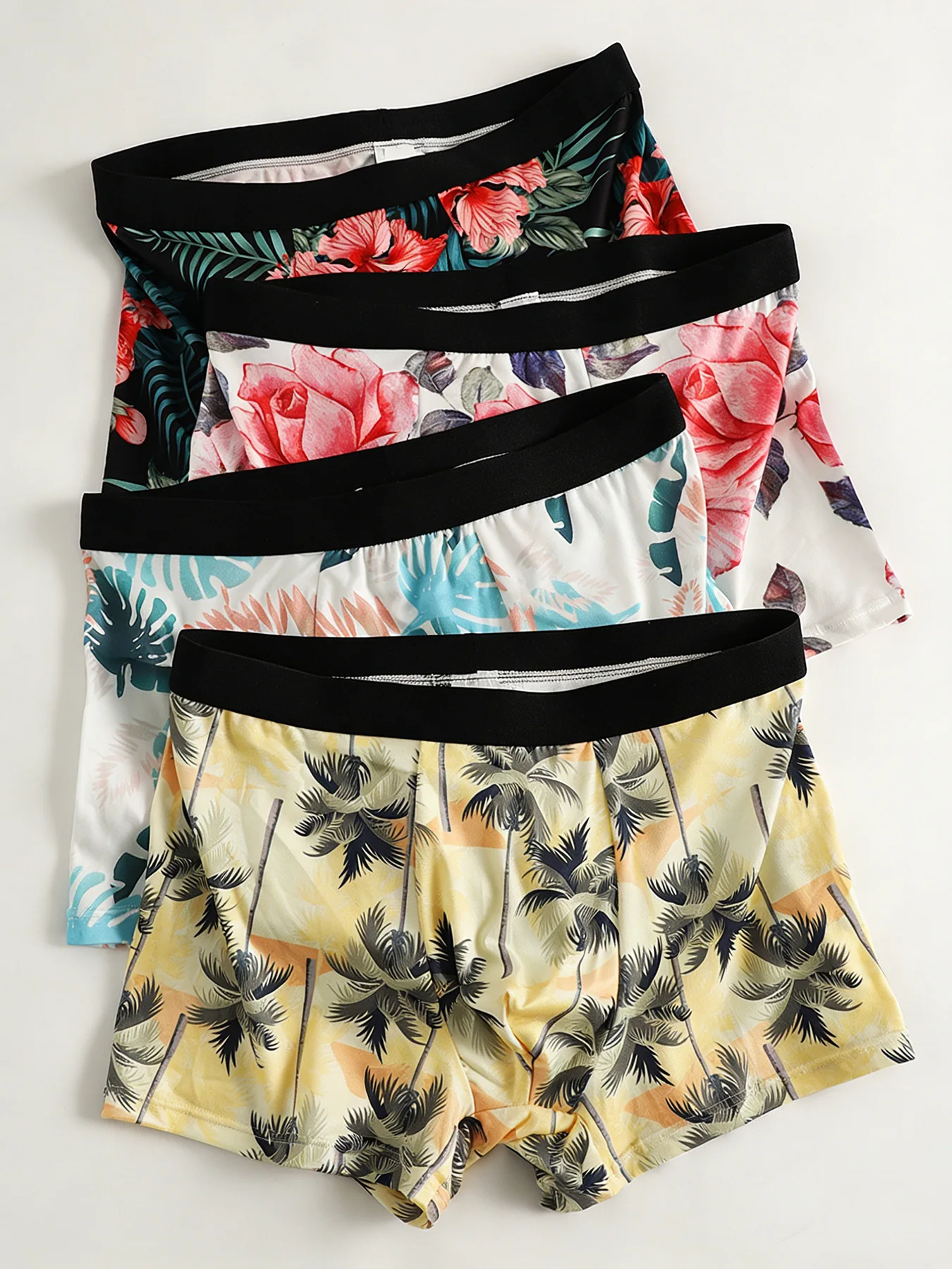 Комплект из 4 предметов: 4-цветные комбинированные мужские трусы-боксеры с принтом в тропическом стиле, модные и дышащие брюки с четырьмя углами с цветочным принтом.
Комплект из 4 предметов: 4-цветные комбинированные мужские трусы-боксеры с принтом в тропическом стиле, модные и дышащие брюки с четырьмя углами с цветочным принтом.