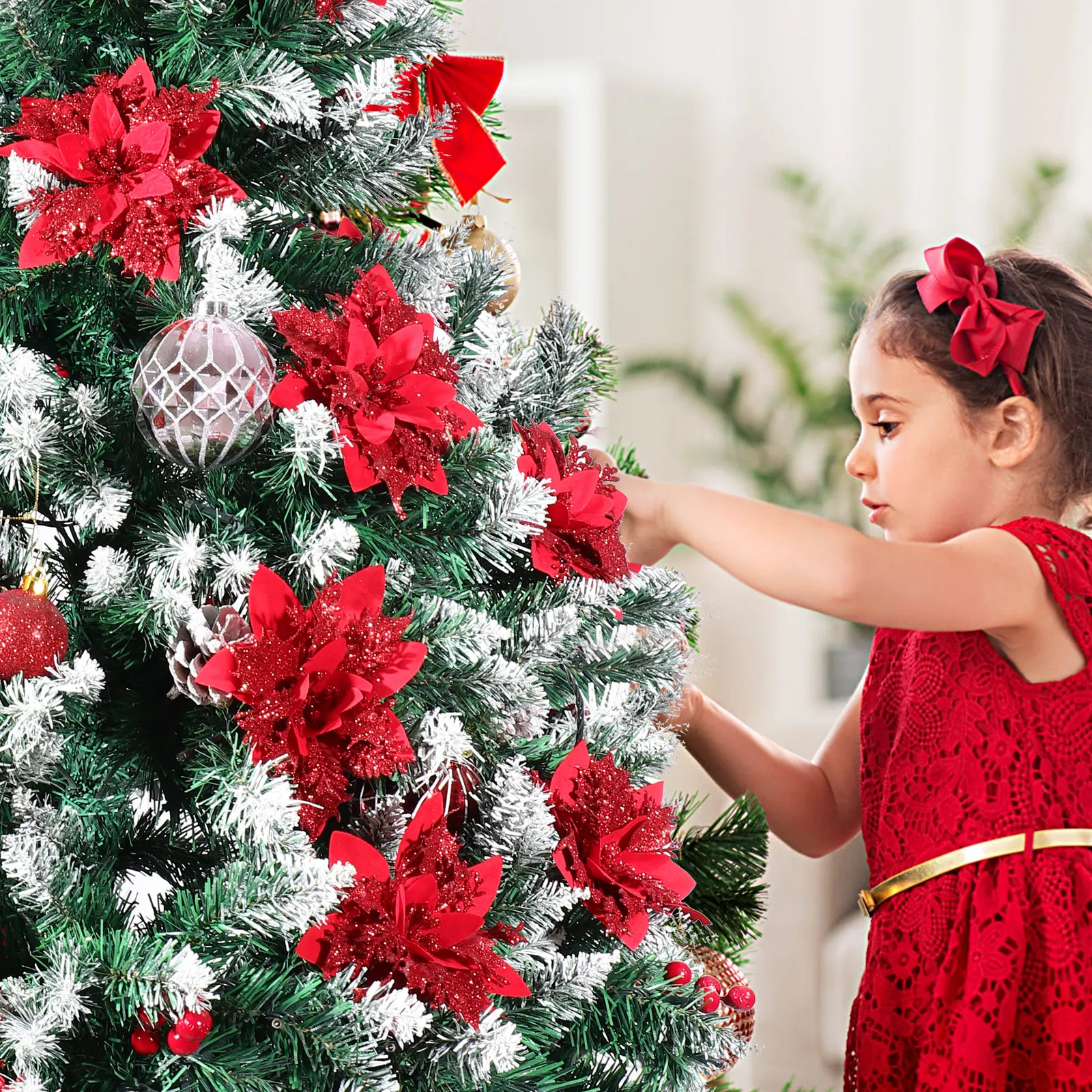 Floral Christmas Decoration Flowers Tree Artificial for Xmas Decorations Red Poinsettia Pick
Floral Christmas Decoration Flowers Tree Artificial for Xmas Decorations Red Poinsettia Pick