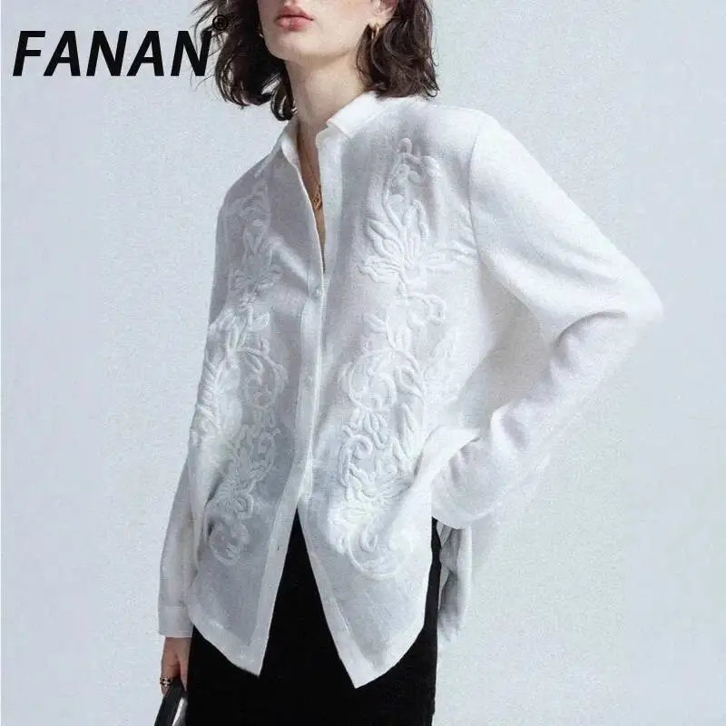 FANAN Embroidery Design Linen Shirts Women's Round Neck Single Breasted Long Sleeve Sunscreen Blouses Loose Clothing Summer New
FANAN Embroidery Design Linen Shirts Women's Round Neck Single Breasted Long Sleeve Sunscreen Blouses Loose Clothing Summer New