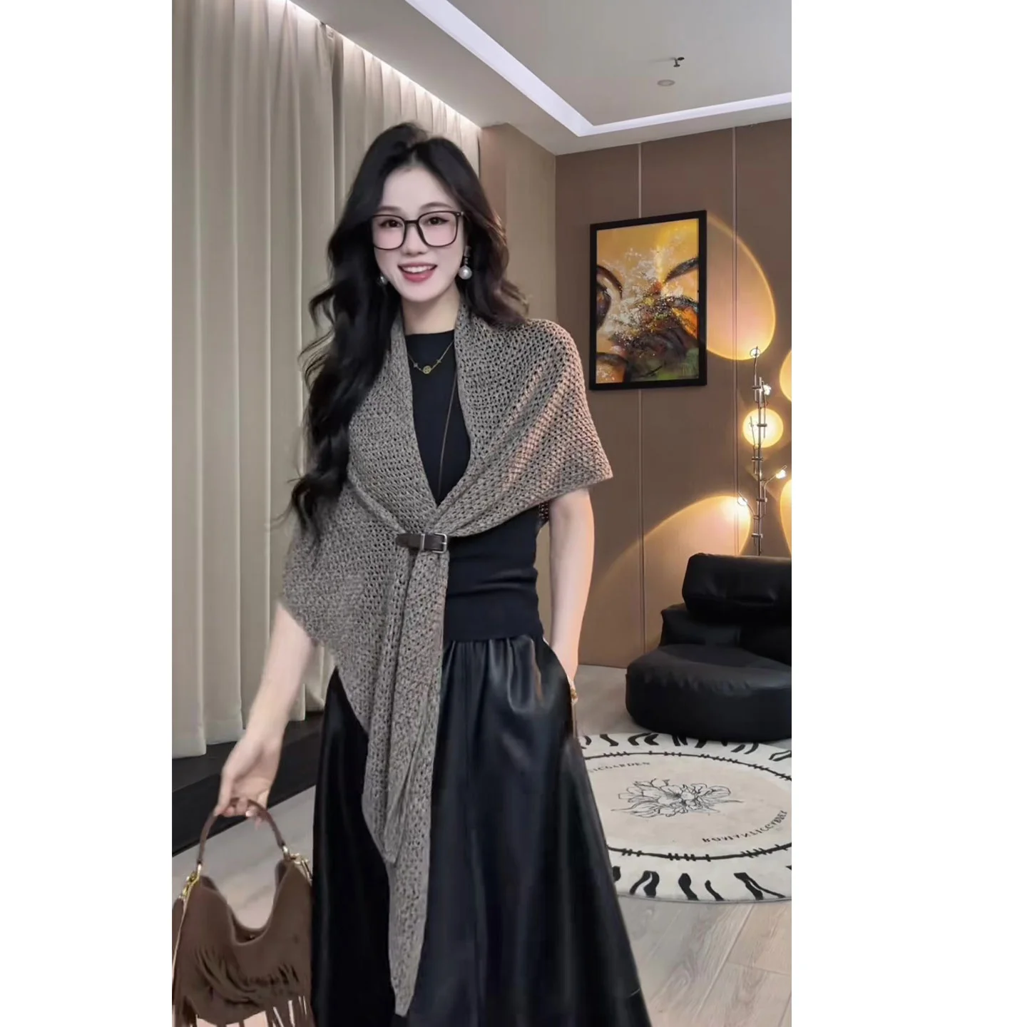Korean Style Women's Knitted Asymmetrical Scarf Spring Early Layering Lazy Style Coat Top Multi-Functional Pure Color
Korean Style Women's Knitted Asymmetrical Scarf Spring Early Layering Lazy Style Coat Top Multi-Functional Pure Color