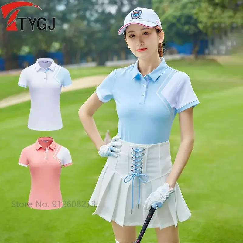 TTYGJ Summer Golf Apparel Women Patchwork Casual Golf Shirt Ladies Short Sleeve Slim Tops Girls Breathable Sports T-shirt S-XL
TTYGJ Summer Golf Apparel Women Patchwork Casual Golf Shirt Ladies Short Sleeve Slim Tops Girls Breathable Sports T-shirt S-XL