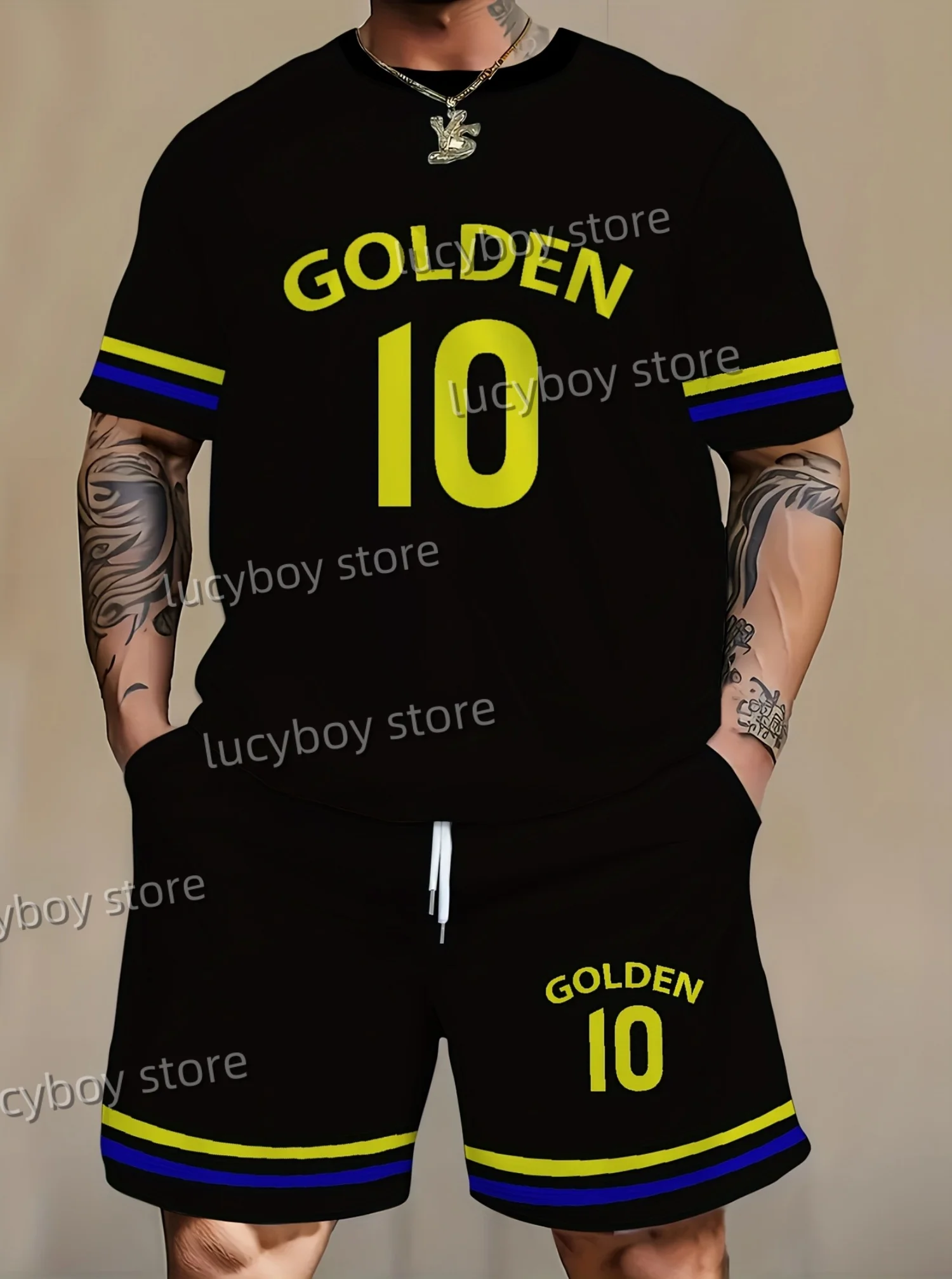 Summer men new in lightweight casual sports tracksuit two-piece set plus size adult numbers print sports T-shirt shorts set
Summer men new in lightweight casual sports tracksuit two-piece set plus size adult numbers print sports T-shirt shorts set