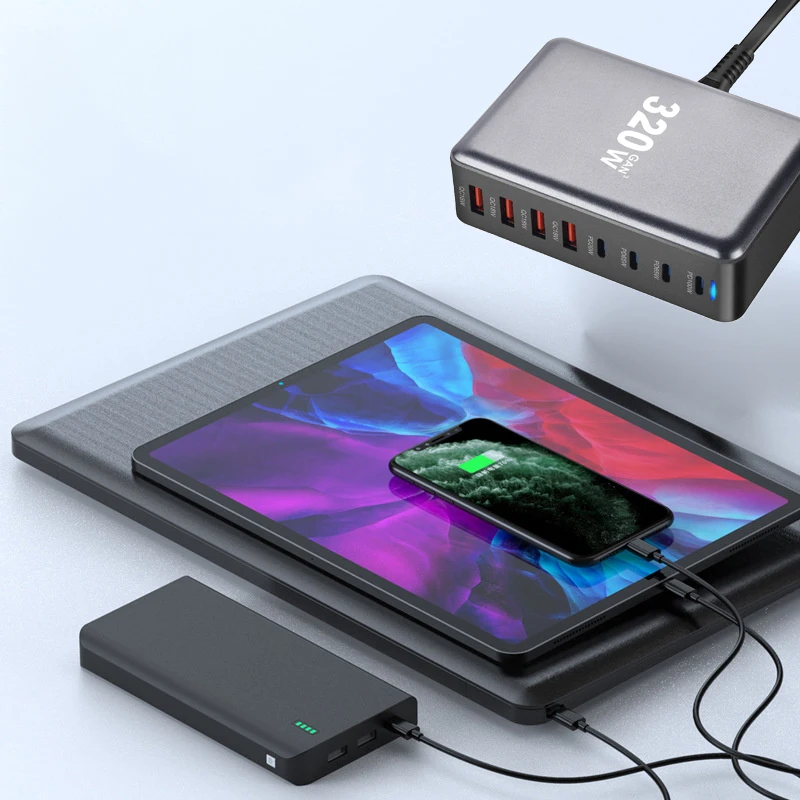 Настольное зарядное устройство USB Type-C 320 Вт для телефона PD USB-C адаптер питания для быстрой зарядки
Настольное зарядное устройство USB Type-C 320 Вт для телефона PD USB-C адаптер питания для быстрой зарядки