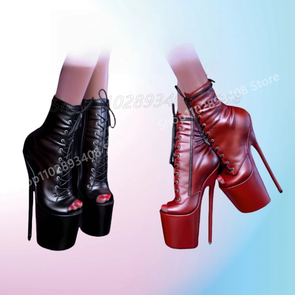 Solid Front Lace-up Concise Ankle Boots Peep Toe Thin High Heel Side Zipper Matte Leather Fashion 2025 Women Shoes Para Mujere
Solid Front Lace-up Concise Ankle Boots Peep Toe Thin High Heel Side Zipper Matte Leather Fashion 2025 Women Shoes Para Mujere