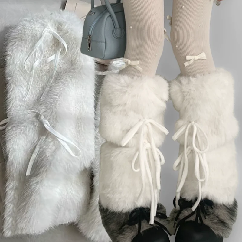 Winter Girls Fluffy Leg Warmers Women Warm y2K Subculture Sweet Ribbon Bowknot Furry Plush White Boot Cover Long Socks 2025
Winter Girls Fluffy Leg Warmers Women Warm y2K Subculture Sweet Ribbon Bowknot Furry Plush White Boot Cover Long Socks 2025