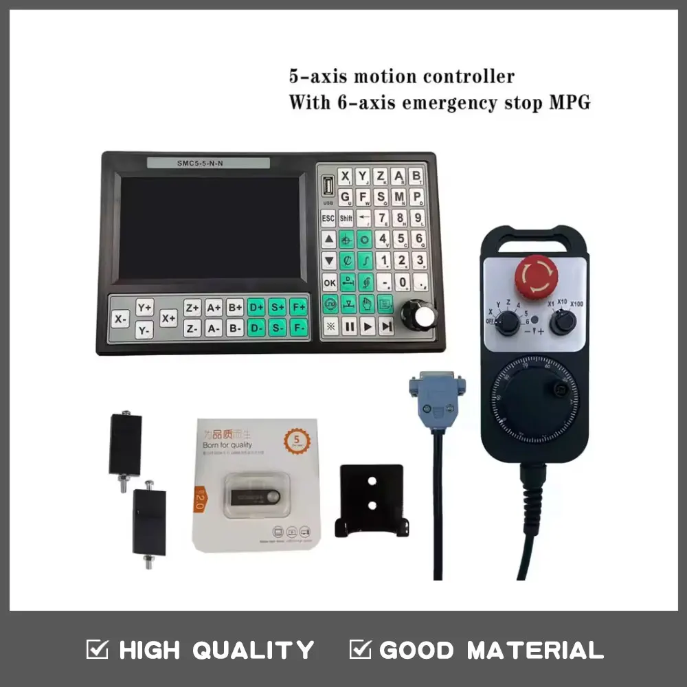 CNC offline controller SMC5-5-N-N 5 axis set 500KHz motion control system With 6 axis emergency stop hand wheel
CNC offline controller SMC5-5-N-N 5 axis set 500KHz motion control system With 6 axis emergency stop hand wheel
