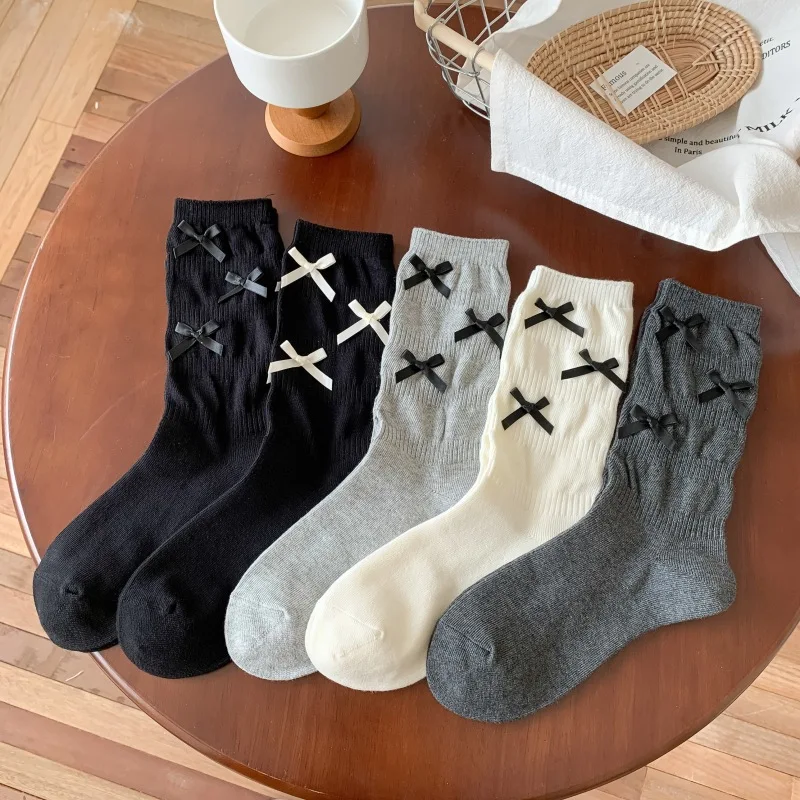 5 pairs Fashionable versatile Long women Socks Solid Color Pile-up Socks Elegant minimalist Bow Warm women Stocking
5 pairs Fashionable versatile Long women Socks Solid Color Pile-up Socks Elegant minimalist Bow Warm women Stocking