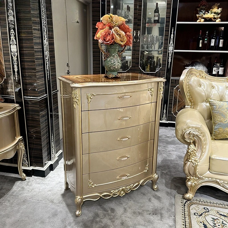 French solid wood chest, European carved champagne gold chest, drawer storage cabinet living room
French solid wood chest, European carved champagne gold chest, drawer storage cabinet living room