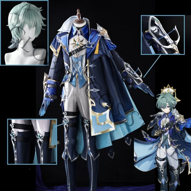 Lohen Cosplay Blue & Gold Knight Cape Suit Costume Game Genshin Impact Embroidered Vest and Wig for Halloween Comic Con
Lohen Cosplay Blue & Gold Knight Cape Suit Costume Game Genshin Impact Embroidered Vest and Wig for Halloween Comic Con