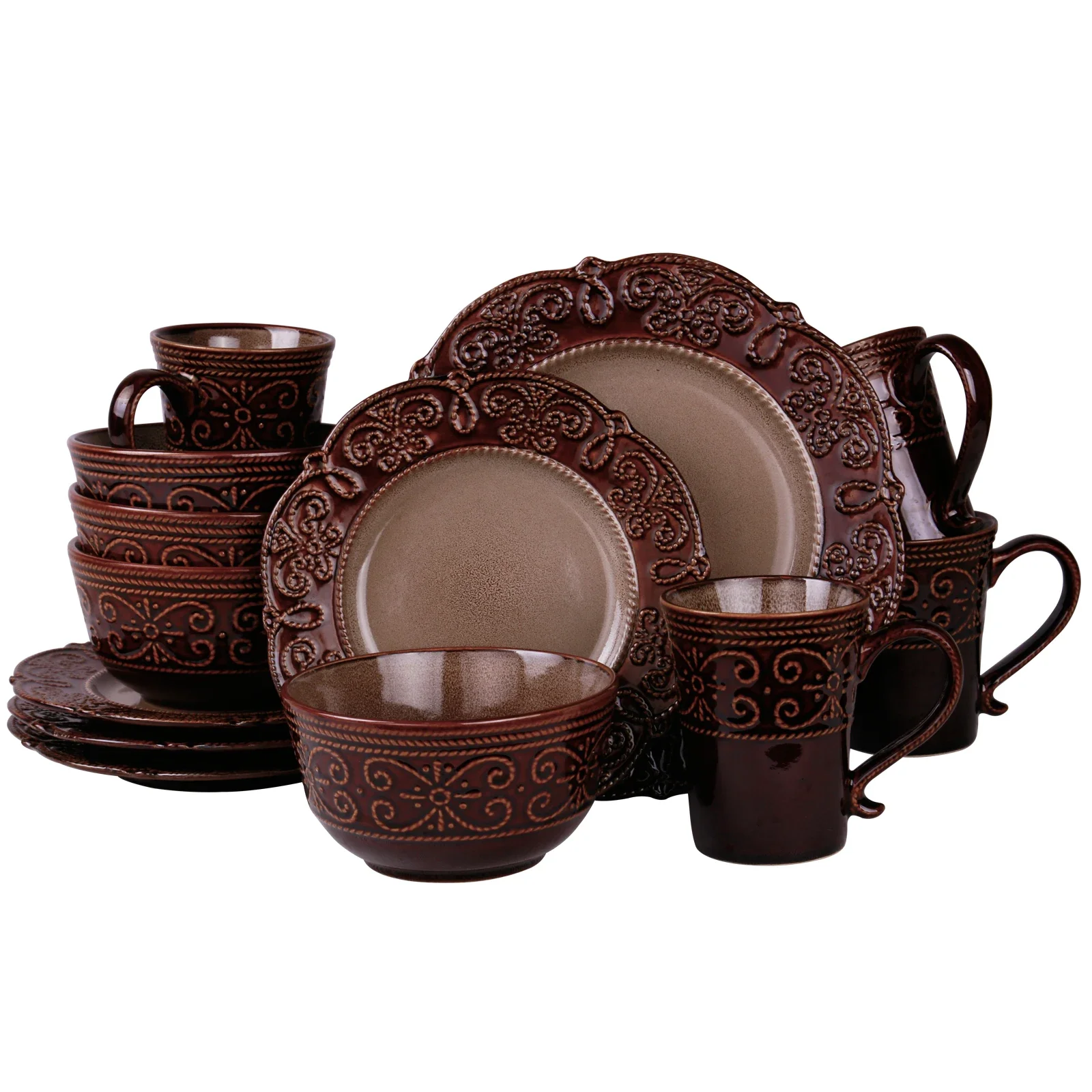 16-piece stoneware dinnerware set with textured finish
16-piece stoneware dinnerware set with textured finish