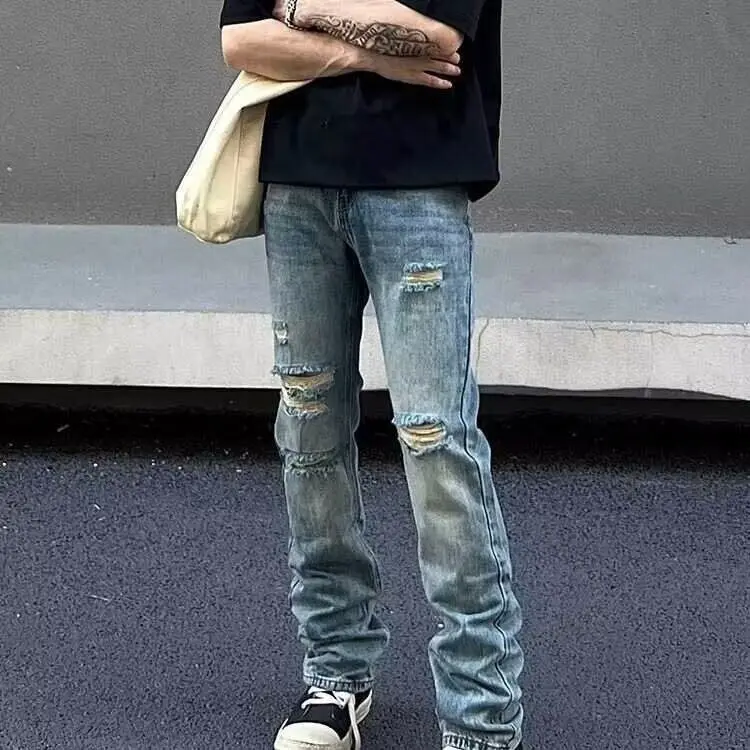 Мужские джинсы в стиле ретро, с эффектом потертости, весна-осень, длинные брюки, уличный стиль, высокая талия, парные модели
Мужские джинсы в стиле ретро, с эффектом потертости, весна-осень, длинные брюки, уличный стиль, высокая талия, парные модели