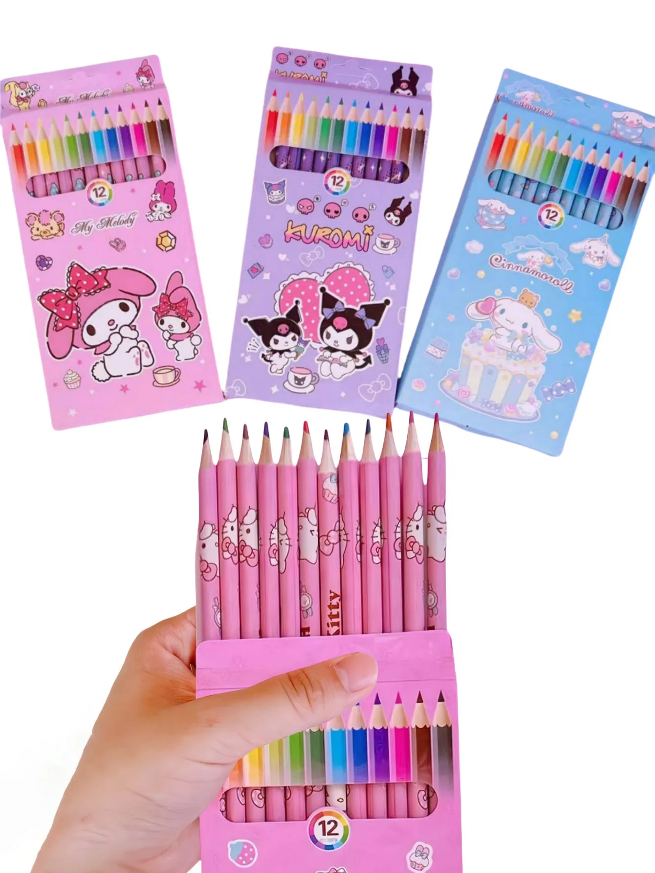 Набор цветных карандашей Sanrio Hello Kitty, 12 цветов, 12 шт./коробка | Набор ручек для рисования My Melody Cinnamoroll в стиле граффити для школьников и студентов
Набор цветных карандашей Sanrio Hello Kitty, 12 цветов, 12 шт./коробка | Набор ручек для рисования My Melody Cinnamoroll в стиле граффити для школьников и студентов