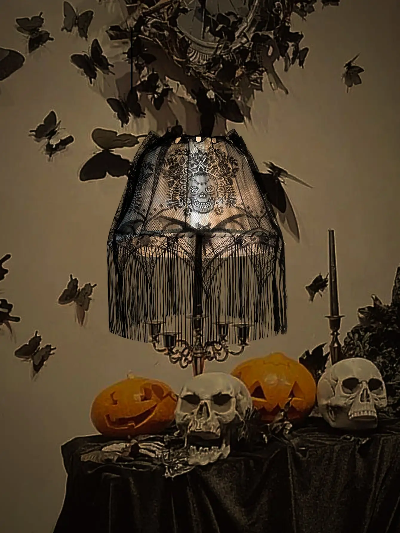 Halloween Lace Skull Window Curtain- Black Lace Tassel Halloween Window Door Curtains for Halloween Party Dec... Ze
Halloween Lace Skull Window Curtain- Black Lace Tassel Halloween Window Door Curtains for Halloween Party Dec... Ze