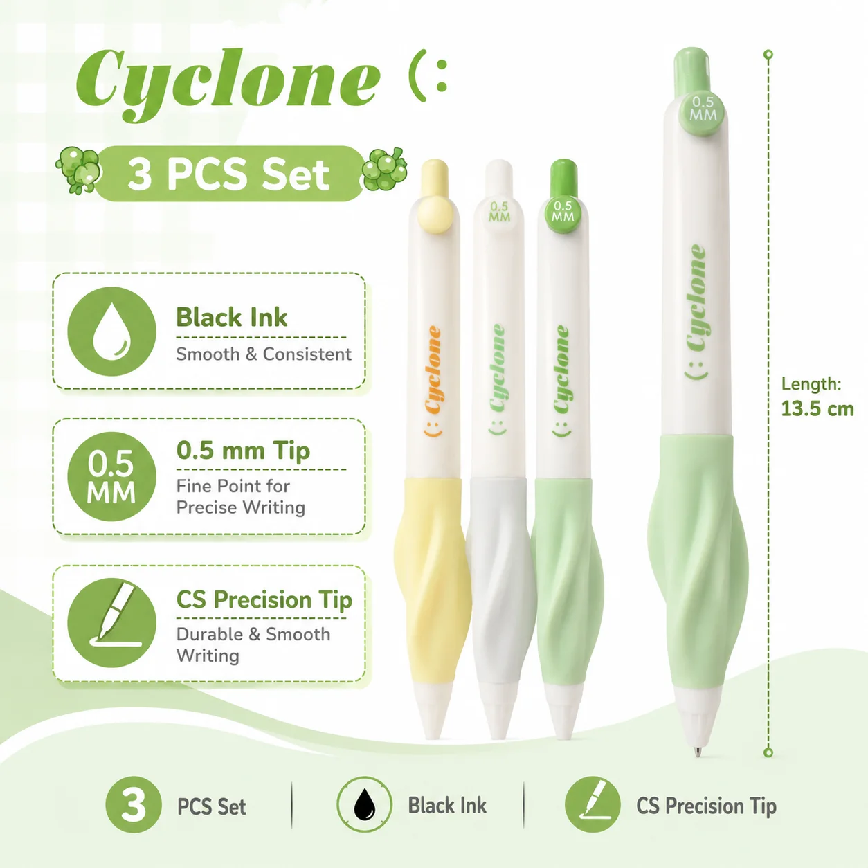 Pastel twist ergonomic gel pen 0.5mm fine pointed black ink, flexible, soft and comfortable, 3 pens
Pastel twist ergonomic gel pen 0.5mm fine pointed black ink, flexible, soft and comfortable, 3 pens