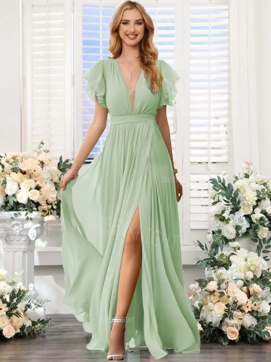 Women's Chiffon Mother of The Bride Dresses with Sleeves for Wedding Long Slit Pleated Formal Evening Gowns Prom Bridemaid Dress
Women's Chiffon Mother of The Bride Dresses with Sleeves for Wedding Long Slit Pleated Formal Evening Gowns Prom Bridemaid Dress