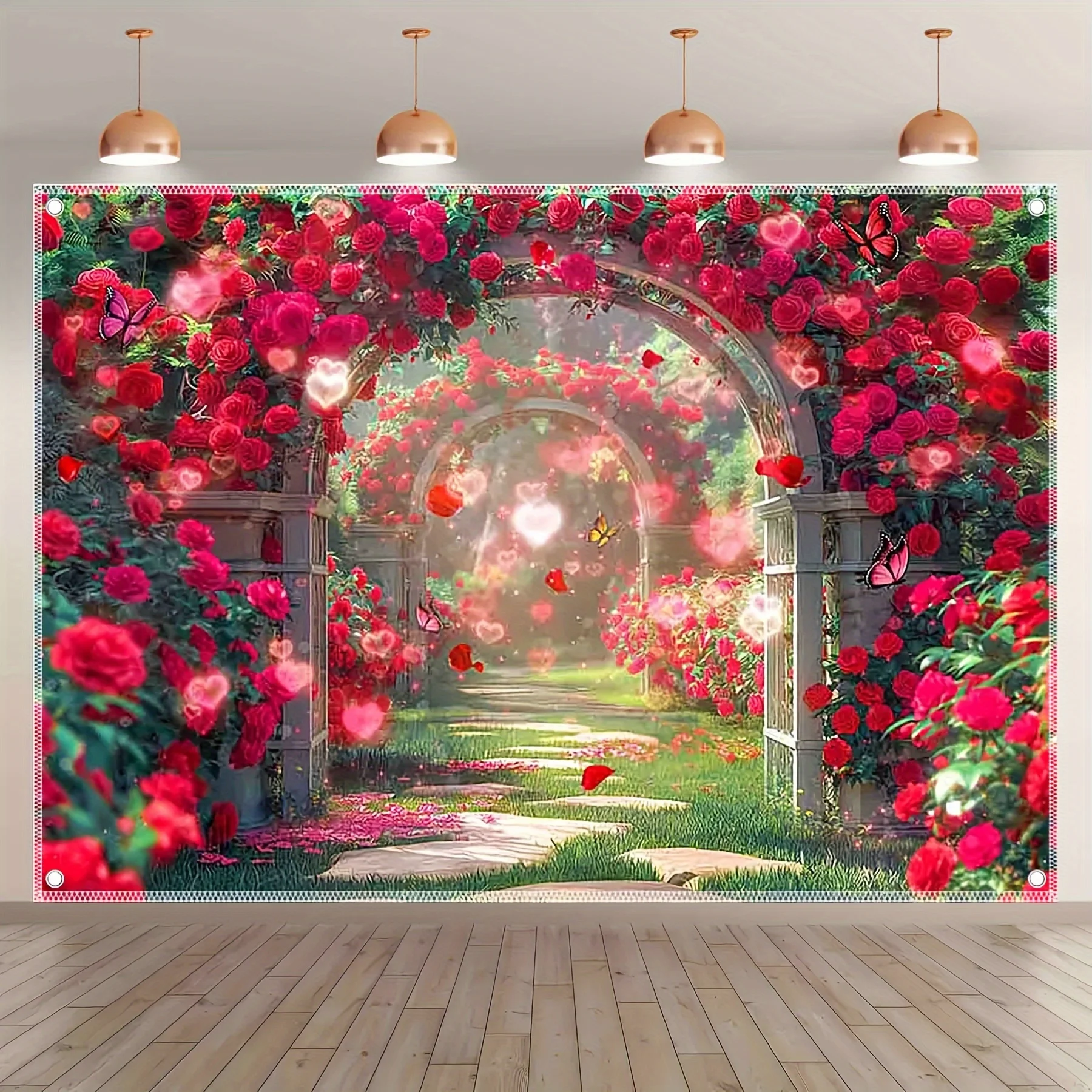 Romantic Rose Arch Polyester Romantic Rose Arch Tapestry | Easy Hang Drilled Holes, Love Butterflies Spring Wedding Decor, Gar
Romantic Rose Arch Polyester Romantic Rose Arch Tapestry | Easy Hang Drilled Holes, Love Butterflies Spring Wedding Decor, Gar