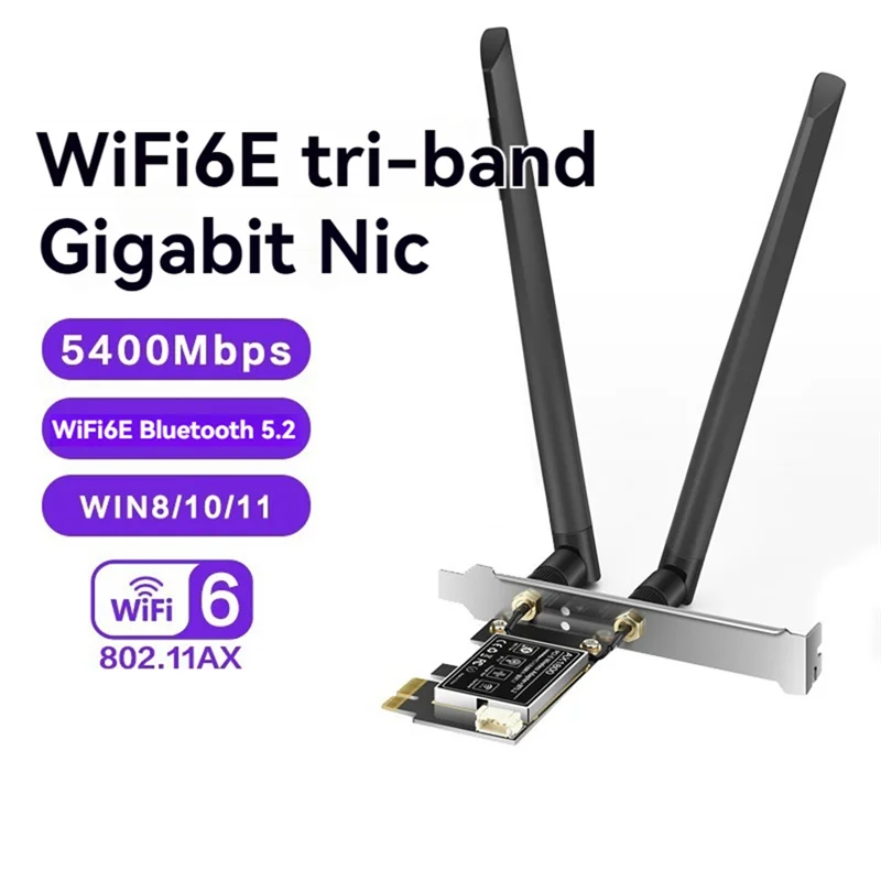Адаптер Wi-Fi 6E 5400 Мбит/с BT5.2 PCI-E Беспроводная сетевая карта AX5400 Wi-Fi 6E PCI-E 2,4G/5G/6Ghz Wi-Fi-карта для Win10 Win11
Адаптер Wi-Fi 6E 5400 Мбит/с BT5.2 PCI-E Беспроводная сетевая карта AX5400 Wi-Fi 6E PCI-E 2,4G/5G/6Ghz Wi-Fi-карта для Win10 Win11