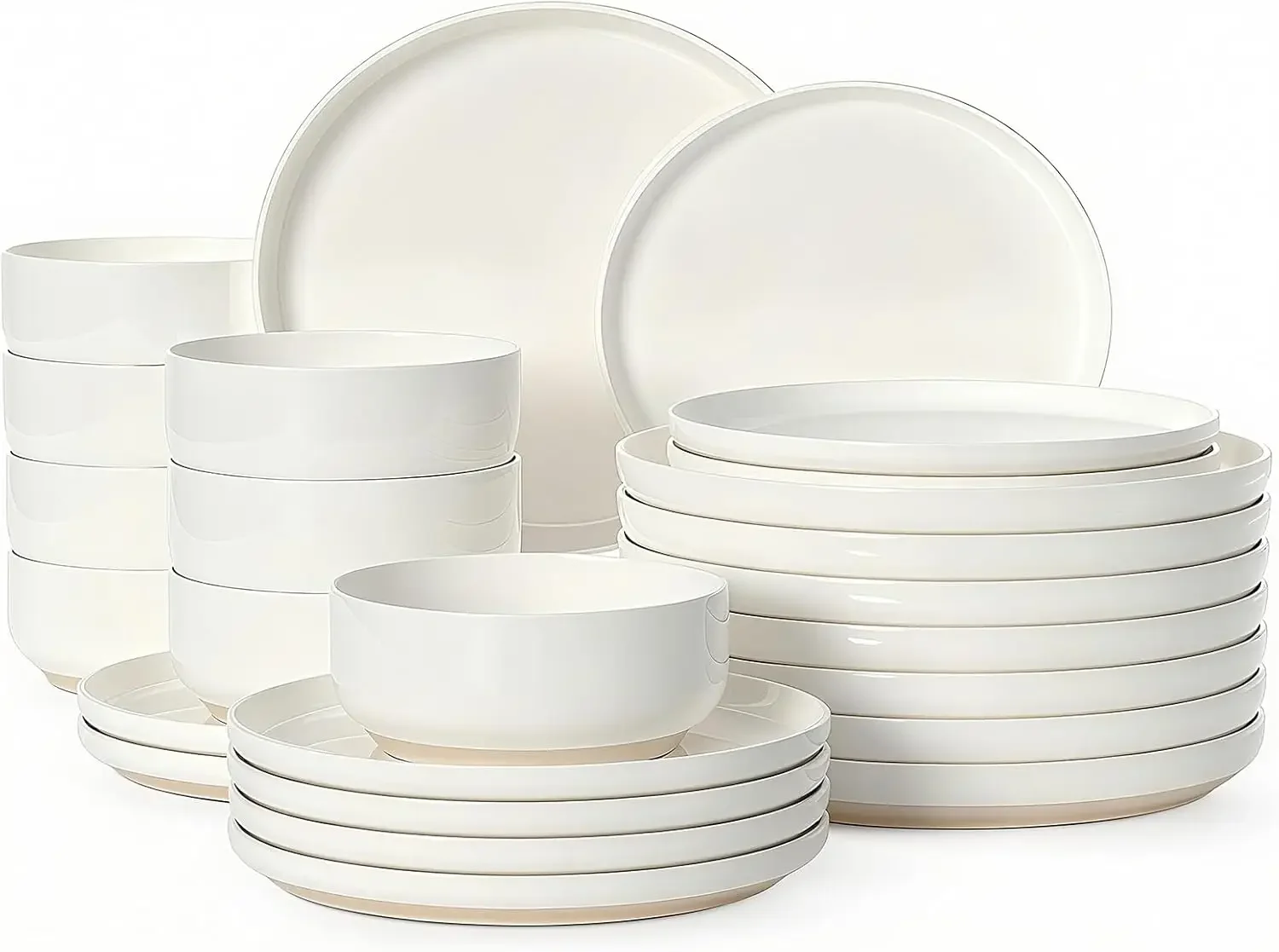 Plates and Bowls Sets, Scratch Resistant Dinnerware Sets for 8, 24 Pieces Porcelain Ceramic Dishware Dishes Set, Modern Stonewar
Plates and Bowls Sets, Scratch Resistant Dinnerware Sets for 8, 24 Pieces Porcelain Ceramic Dishware Dishes Set, Modern Stonewar
