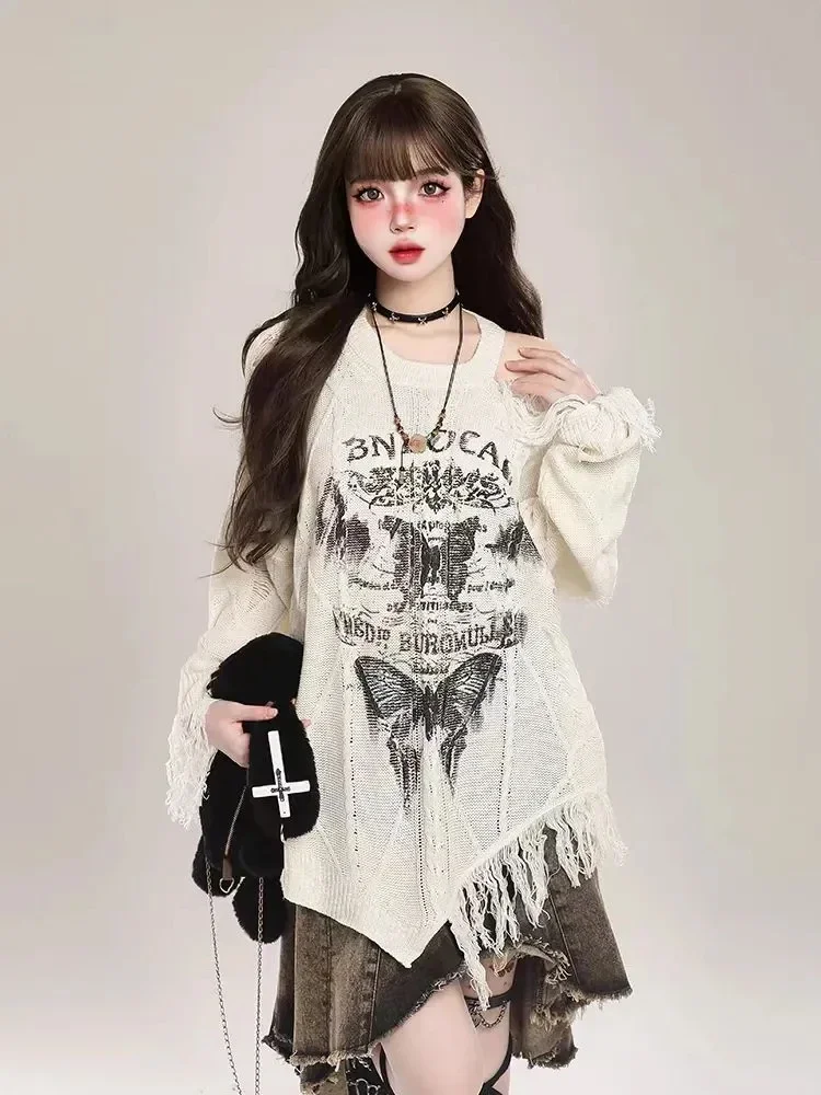 Irregular Hole Sweater Women Print Off Shoulder Loose Design Pullover Spring Street Long Sleeve Y2k Knit Tops
Irregular Hole Sweater Women Print Off Shoulder Loose Design Pullover Spring Street Long Sleeve Y2k Knit Tops