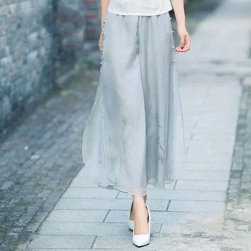 New Summer National Style Chiffon Printing Wide-Leg Pants Women Chinese Vintage Harajuku Female Elastic Waist Trousers Z490
New Summer National Style Chiffon Printing Wide-Leg Pants Women Chinese Vintage Harajuku Female Elastic Waist Trousers Z490