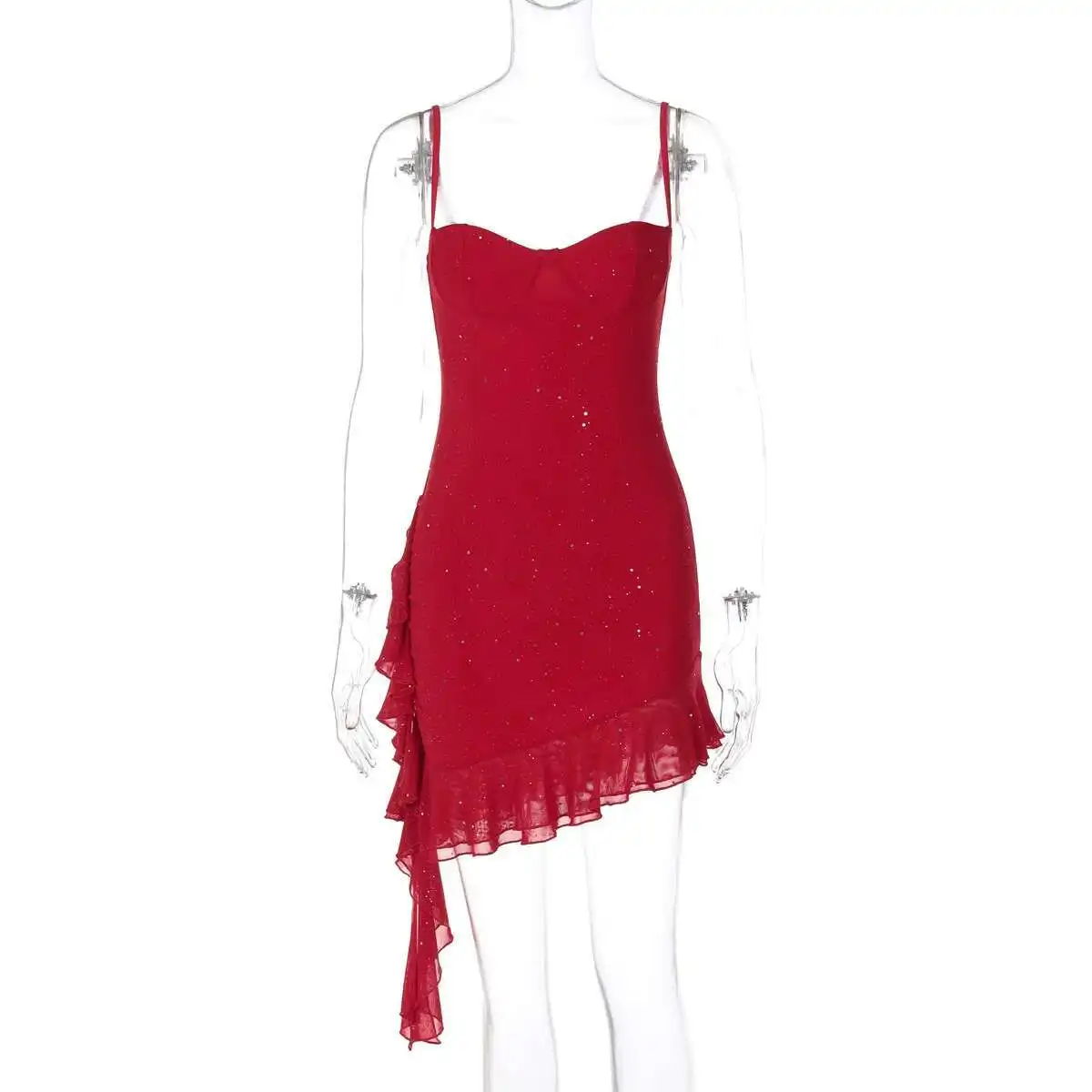 Selling Hot New Fresh and Sweet Chest Hugging Slim and Sexy Ruffled Edge Sequined Suspender Dress for Women Vestido Women Party
Selling Hot New Fresh and Sweet Chest Hugging Slim and Sexy Ruffled Edge Sequined Suspender Dress for Women Vestido Women Party