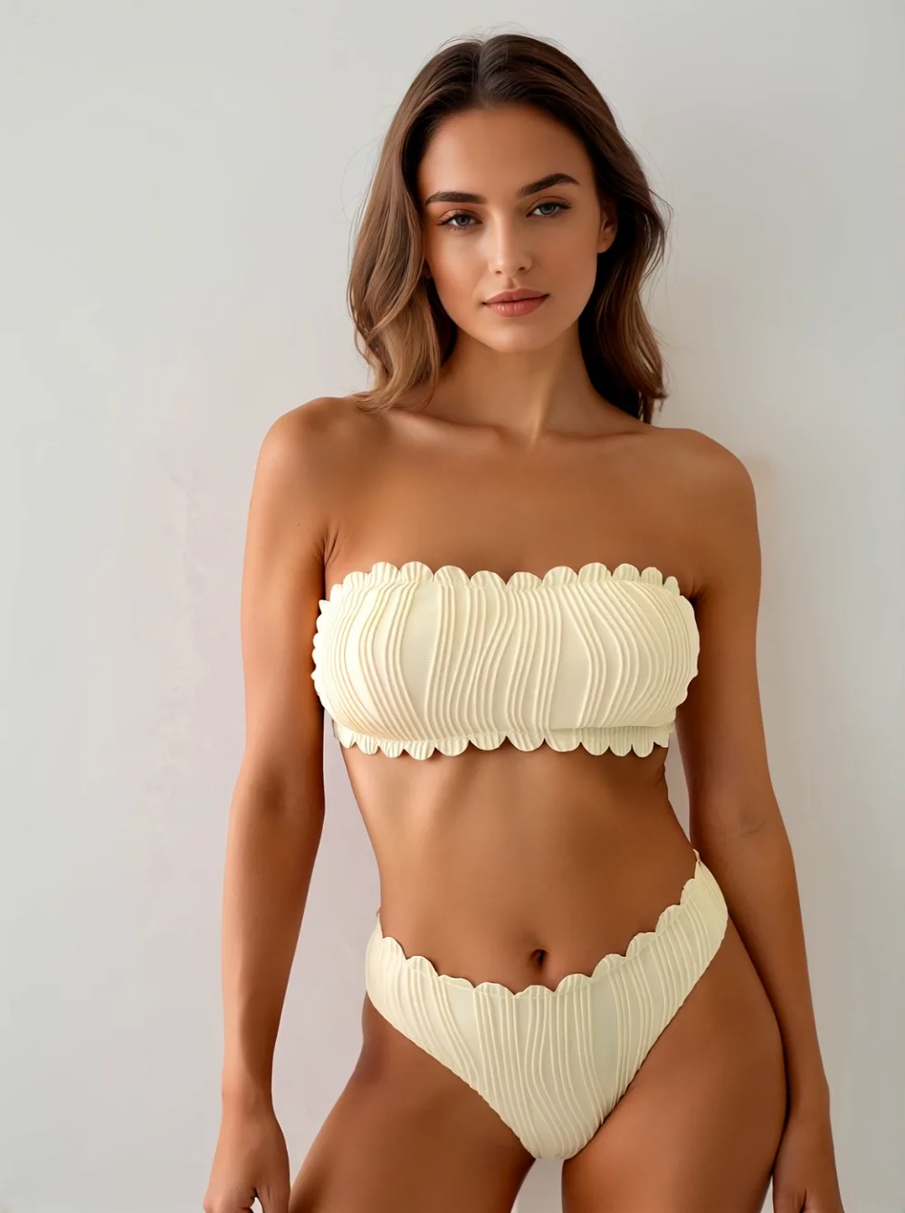 Summer Women's Ruffled Scalloped Edge Sexy Bikini Set Fashion Elegant Bandeau Swimsuit Women Beach Swimwear Two Piece Set Solid
Summer Women's Ruffled Scalloped Edge Sexy Bikini Set Fashion Elegant Bandeau Swimsuit Women Beach Swimwear Two Piece Set Solid