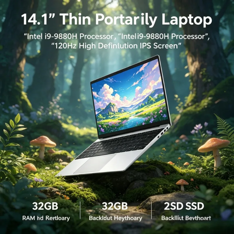 14.1 Inch Portable Laptop 120Hz FHD IPS Panel Intel Core i9-9880H 32GB RAM 2TB SSD Inbuilt Backlit Keyboard
14.1 Inch Portable Laptop 120Hz FHD IPS Panel Intel Core i9-9880H 32GB RAM 2TB SSD Inbuilt Backlit Keyboard