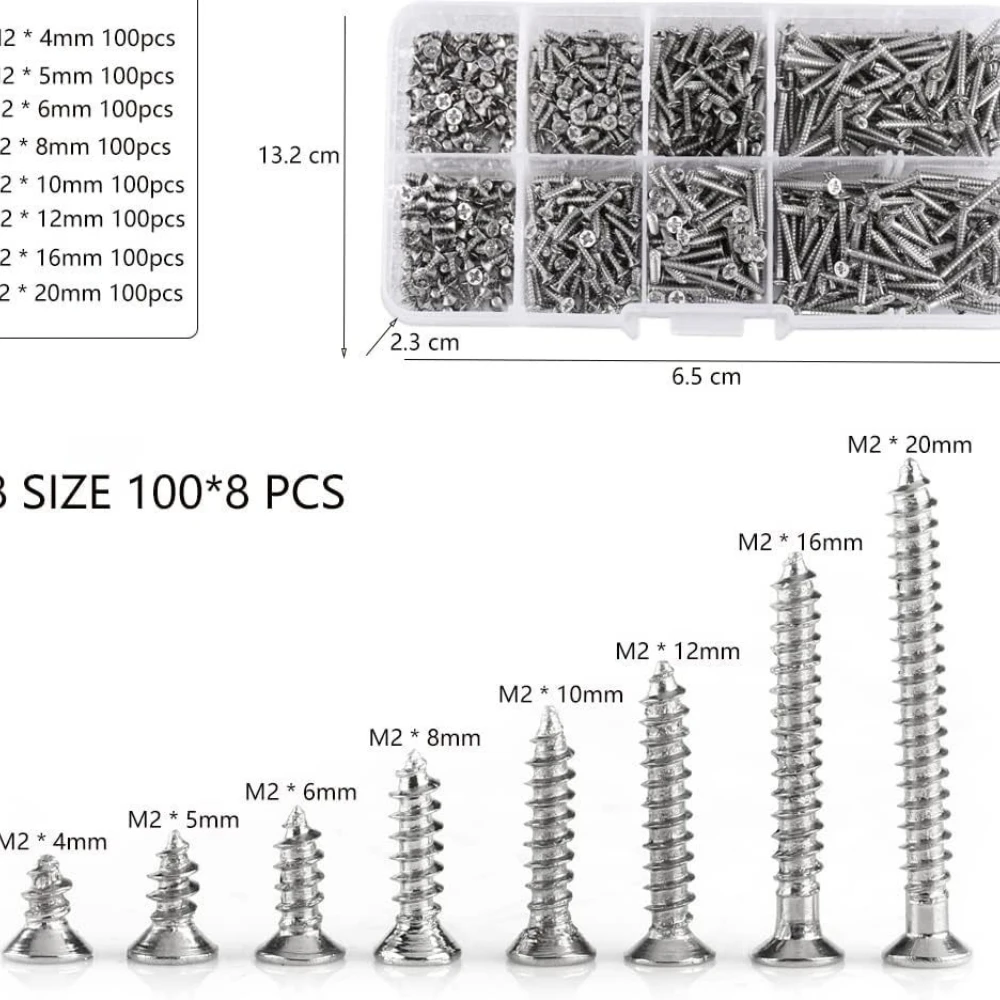 800pcs Carbon Steel Silver/black M2 Cross Countersunk Head Self-tapping Screws Set 4-20mm Cross Flat Head Self-tapping Screws
800pcs Carbon Steel Silver/black M2 Cross Countersunk Head Self-tapping Screws Set 4-20mm Cross Flat Head Self-tapping Screws