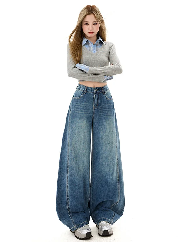 American Retro High Street Lazy Style Women's Wide Leg Jeans High Waist Loose Straight Cut Denim Pants Casual Cotton Blend
American Retro High Street Lazy Style Women's Wide Leg Jeans High Waist Loose Straight Cut Denim Pants Casual Cotton Blend