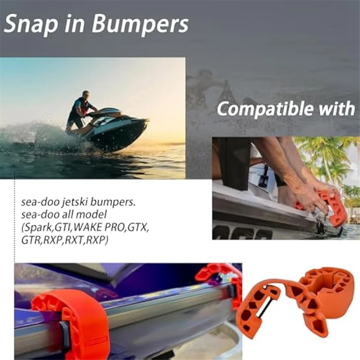 A46ZZ 2pcs Snap in Bumpers/Fenders Fits for Sea-Doo 295100418 Tear Resistant Material Jet Ski Bumpers
A46ZZ 2pcs Snap in Bumpers/Fenders Fits for Sea-Doo 295100418 Tear Resistant Material Jet Ski Bumpers