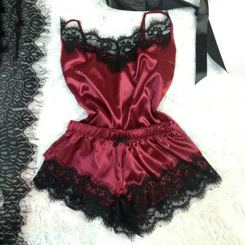 Fashion Nightwear Lace Trim Satin Cami Top Pajama Sets Sexy Hot Erotic Home Wear Women Pajamas Women Sleepwear Sleeveless Strap
Fashion Nightwear Lace Trim Satin Cami Top Pajama Sets Sexy Hot Erotic Home Wear Women Pajamas Women Sleepwear Sleeveless Strap