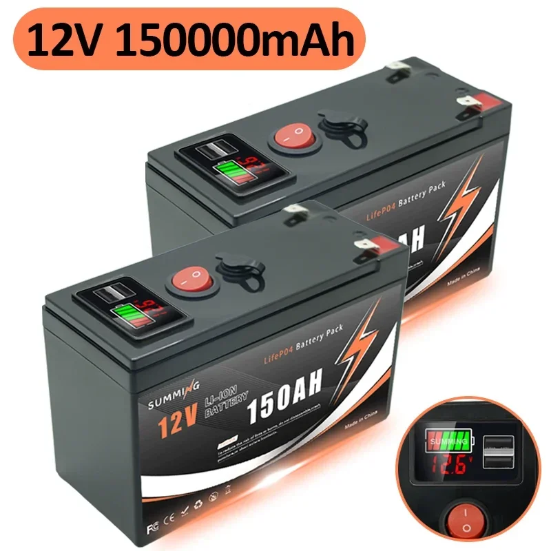 Rechargeable upgrade 12V 150Ah LiFePO4 Lithium Battery, Up to 4000+ Cycles, for Small UPS, Solar Power,Fish Finder,Power Wheels
Rechargeable upgrade 12V 150Ah LiFePO4 Lithium Battery, Up to 4000+ Cycles, for Small UPS, Solar Power,Fish Finder,Power Wheels