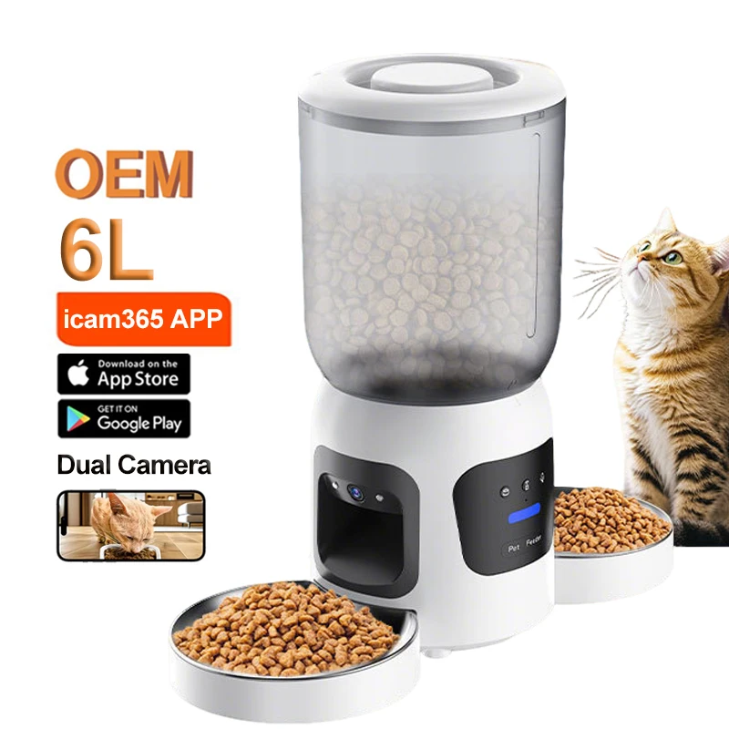6L Automatic Feeder with Camera Dual Bowls Smart Pet Feeder Dual Camera Monitoring APP Remote Calling Timing Voice Recording
6L Automatic Feeder with Camera Dual Bowls Smart Pet Feeder Dual Camera Monitoring APP Remote Calling Timing Voice Recording