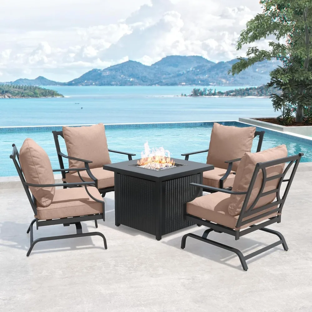 Outdoor 5-Piece Patio Furniture Set with 30-Inch CSA Safety Approved 50000 BTU Propane Gas Fire Pit, Chat Chairs with Beige Ole
Outdoor 5-Piece Patio Furniture Set with 30-Inch CSA Safety Approved 50000 BTU Propane Gas Fire Pit, Chat Chairs with Beige Ole
