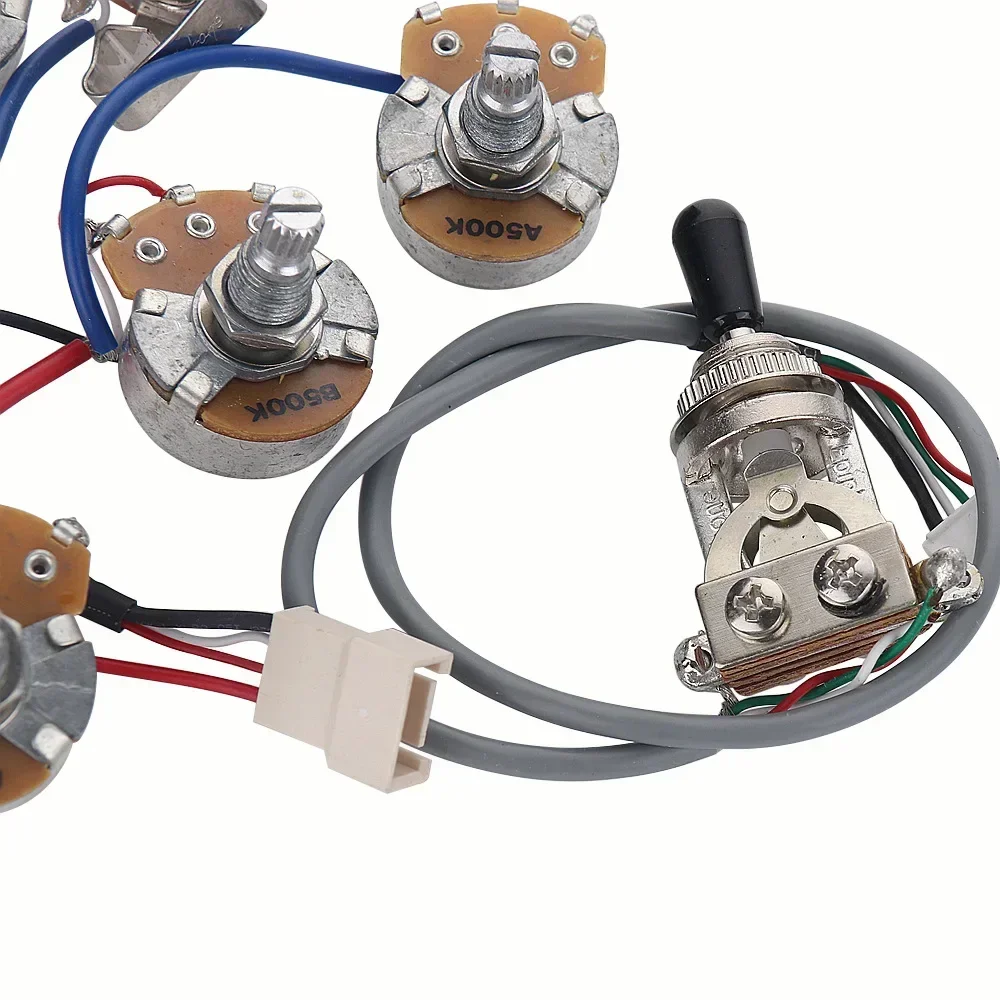 Guitar pre-wired wiring harness circuit assembly guitar electronic circuit set 2V2T 500K
Guitar pre-wired wiring harness circuit assembly guitar electronic circuit set 2V2T 500K