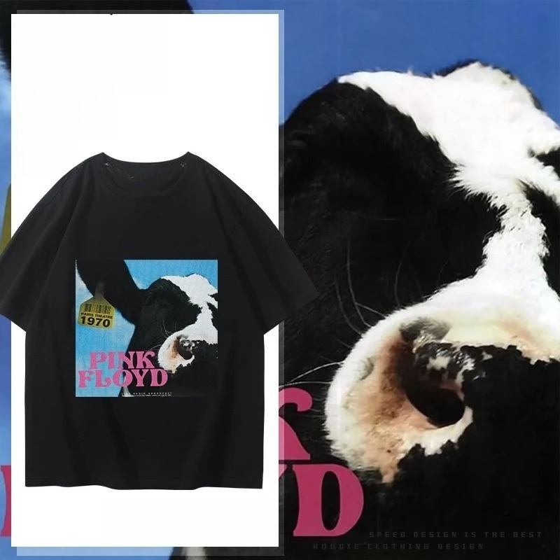 Psychedelic Rock Band PinkFloyd Cow Printing Short Sleeve Summer Cotton Men and Women Loose Joker T-shirt Trend
Psychedelic Rock Band PinkFloyd Cow Printing Short Sleeve Summer Cotton Men and Women Loose Joker T-shirt Trend