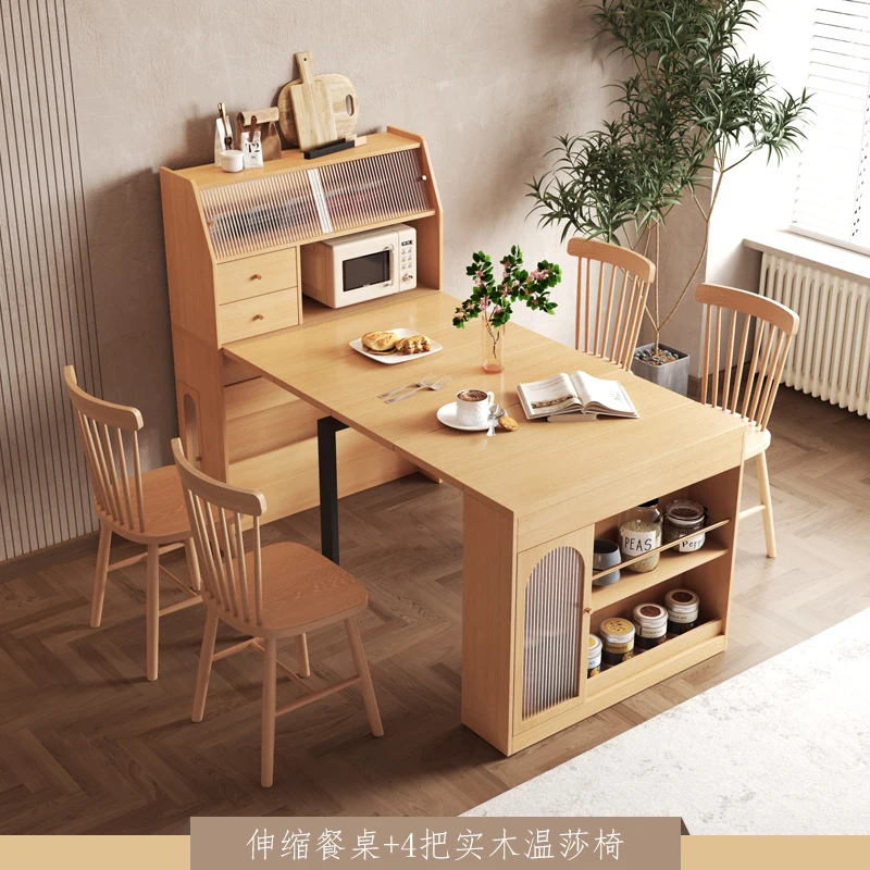 High quality simple modern telescopic dining table and chair combined multi-functional side cabinet for Nordic small family
High quality simple modern telescopic dining table and chair combined multi-functional side cabinet for Nordic small family